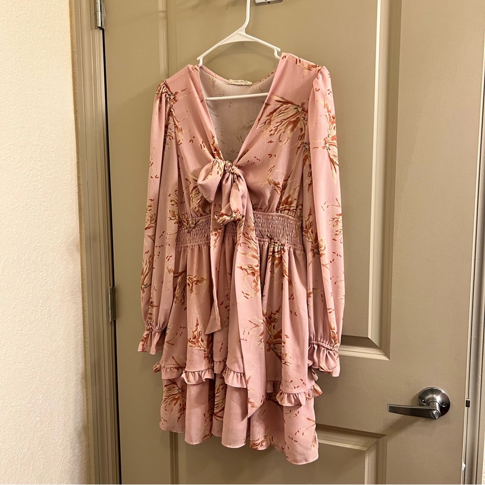 Floral long sleeve sun dress - boutique